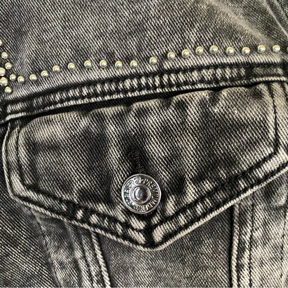 Forever 21 Premium Black Distressed Denim Studded Jacket Size S - Picture 5 of 16